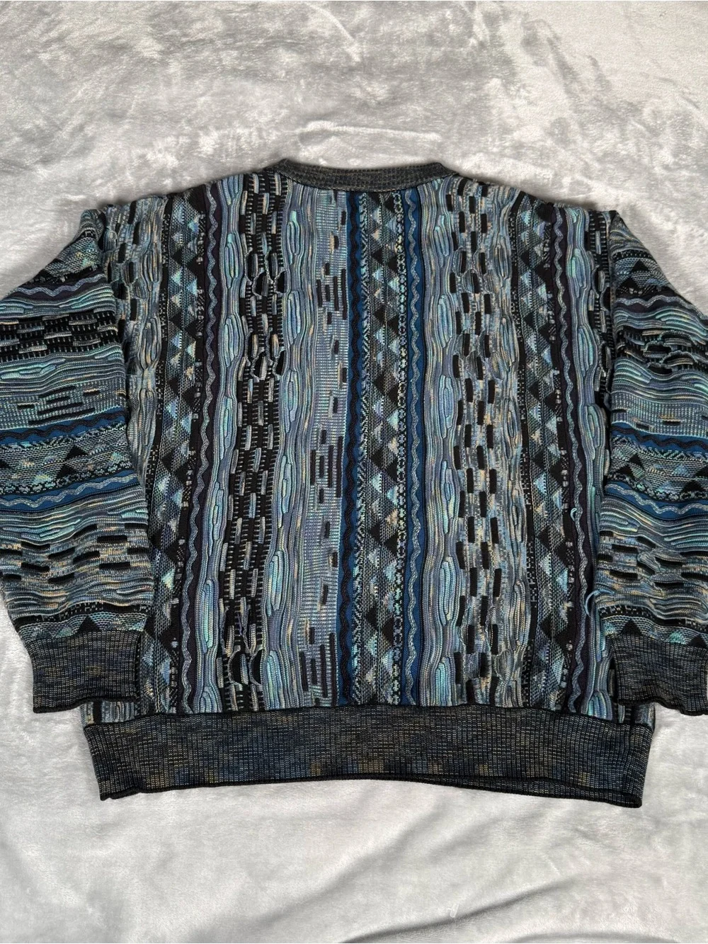 Vintage Norm Thompson 3D Knit Striped Sweater Mens M Coogi Style 90s